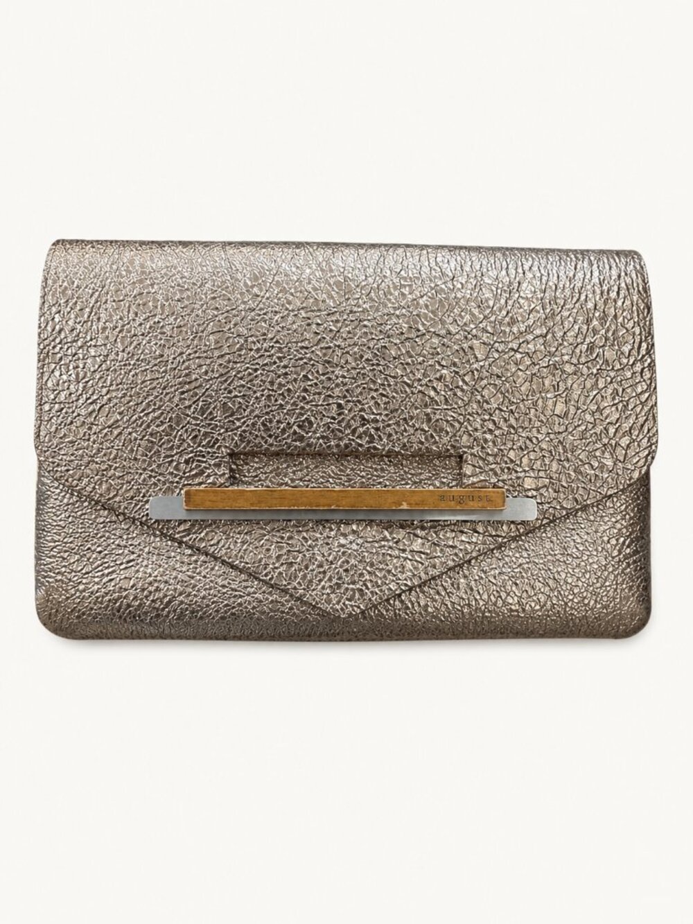 August Metallic Bronze Leather Envelope Clutch